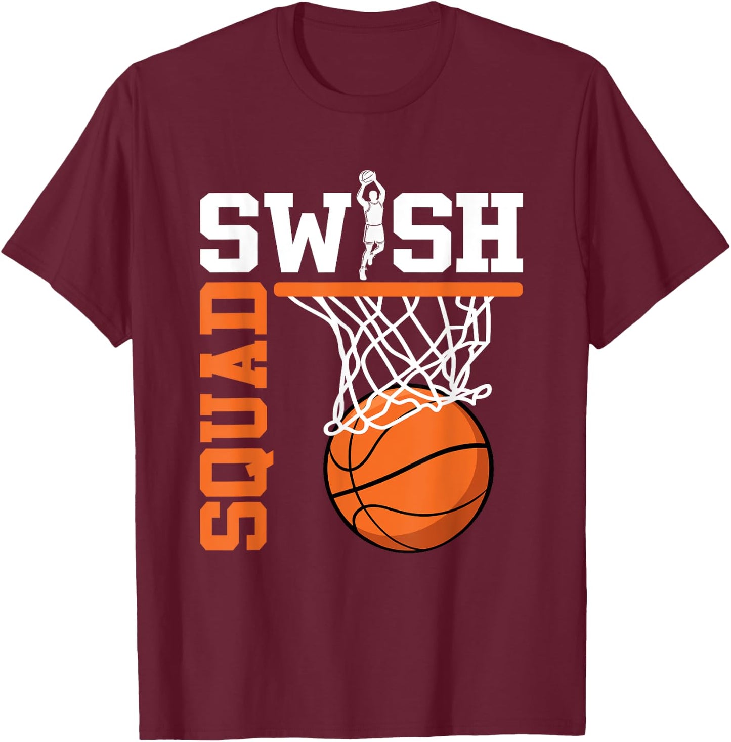 Swish Squad Girl Basketball Player T-Shirt - T-Shirt | Maroon