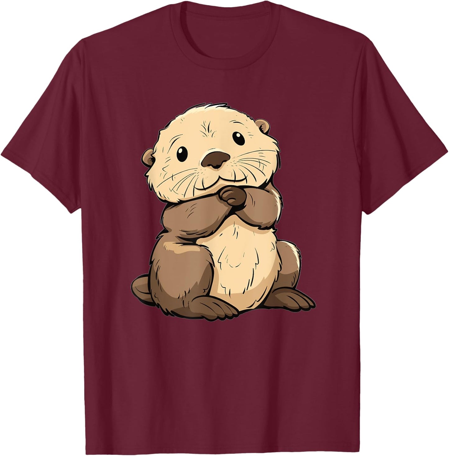 Cute Sea Otter T-Shirt - T-Shirt | Maroon