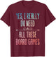 Retro Board Game Design Women Geek Board Game Player T-Shirt - T-Shirt | Maroon