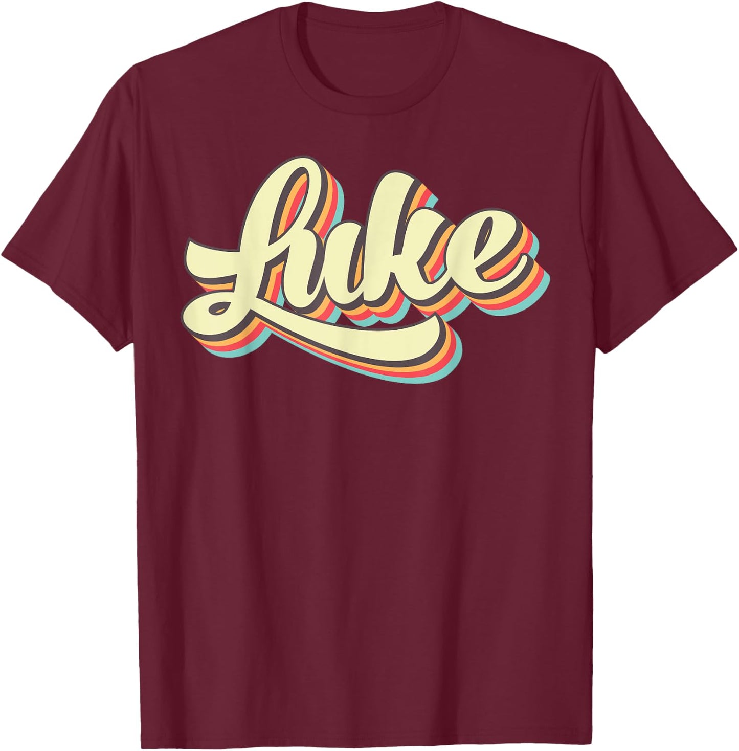 Luke Retro Art Baseball Font Vintage T-Shirt - T-Shirt | Maroon