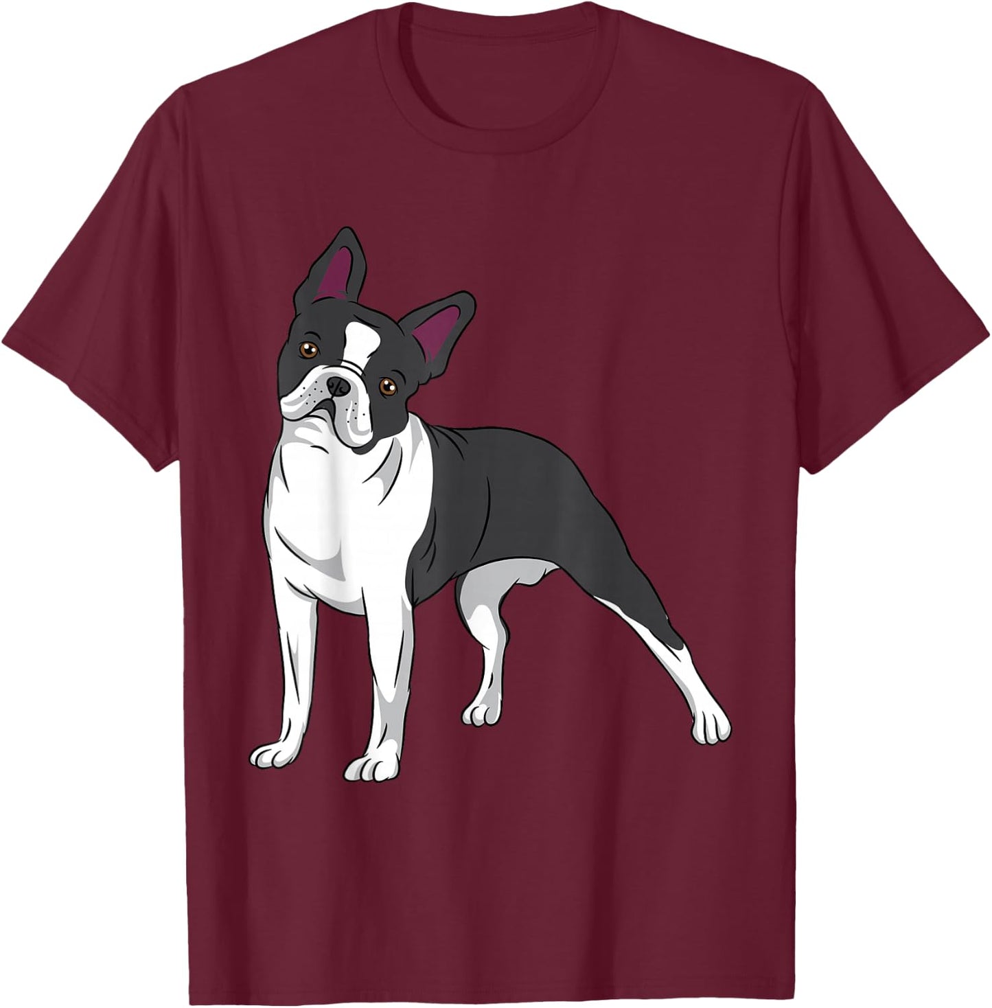 Dog Boston Terrier Puppy Black White Breed Canine Lover T-Shirt - T-Shirt | Maroon