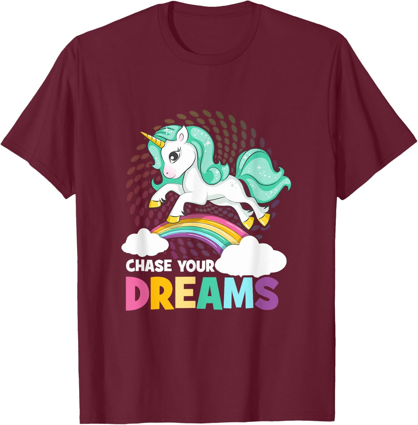 Chase Your Dreams Unicorn T-Shirt - T-Shirt | Maroon