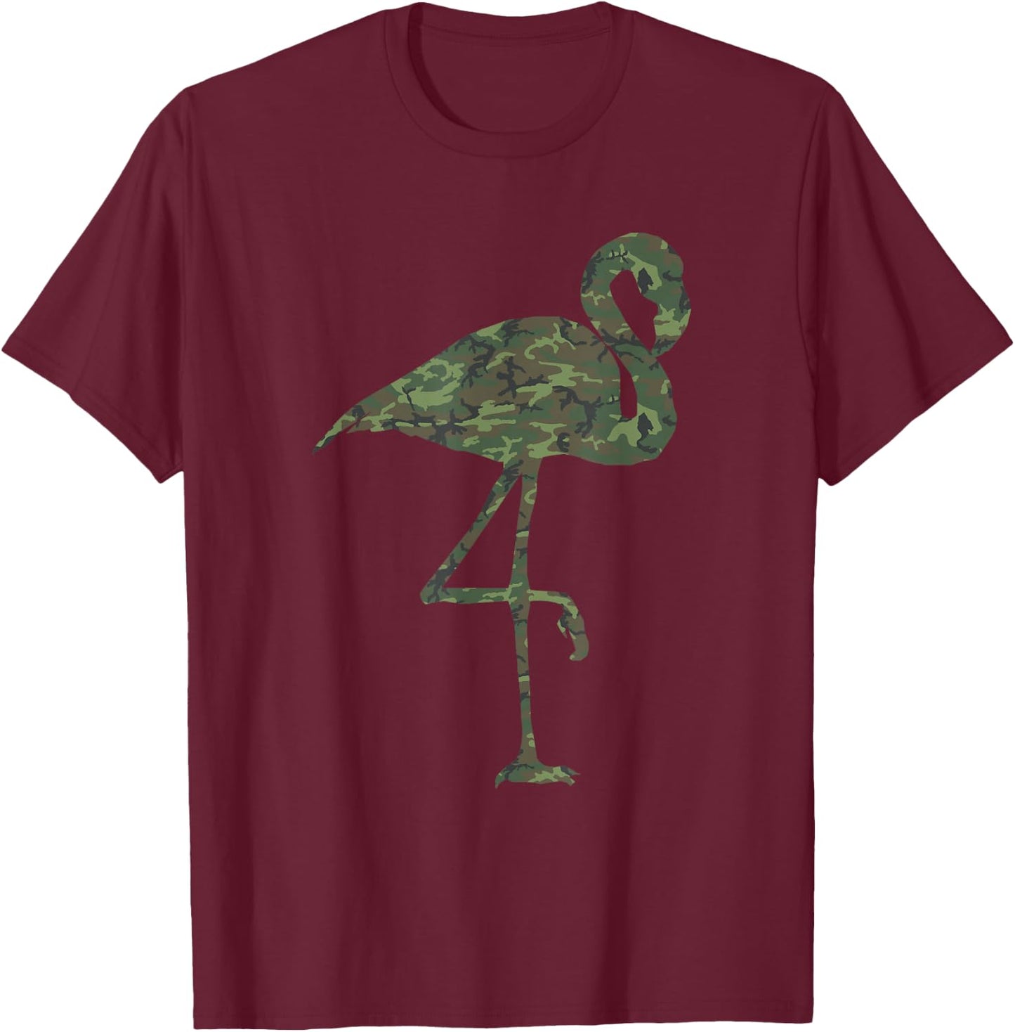 Military Flamingo Camo Print US Bird Animal Veteran Men Gift T-Shirt - T-Shirt | Maroon