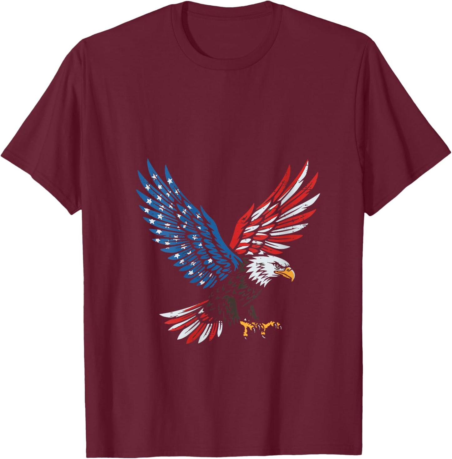 Women's 4th of July Flying Eagle US Flag Patriotic Men Women Kids V-Neck T-Shirt - T-Shirt | Maroon