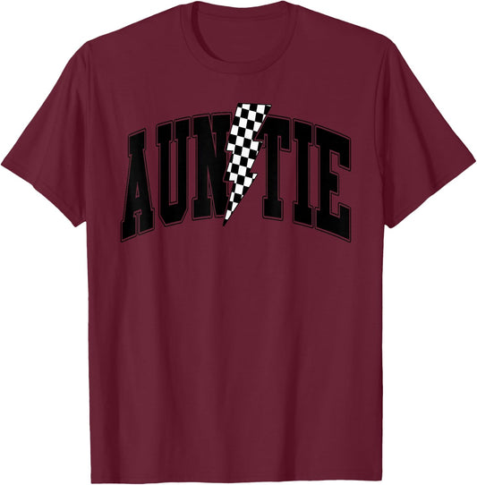 Auntie Lightning Bolt, Retro Funny Auntie T-Shirt - T-Shirt | Maroon