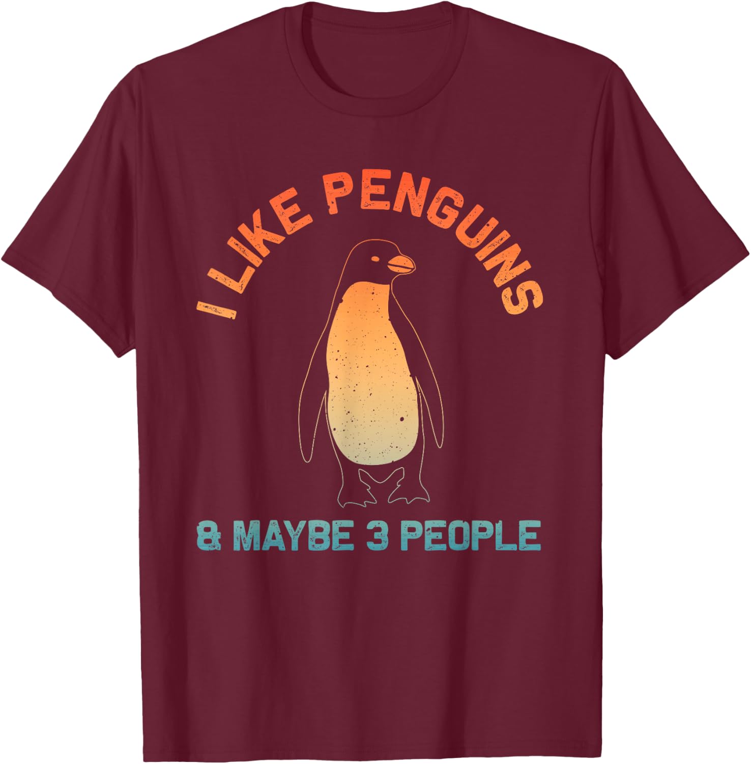 Cool Penguin Design Women Kids Animal Penguin Lover T-Shirt - T-Shirt | Maroon