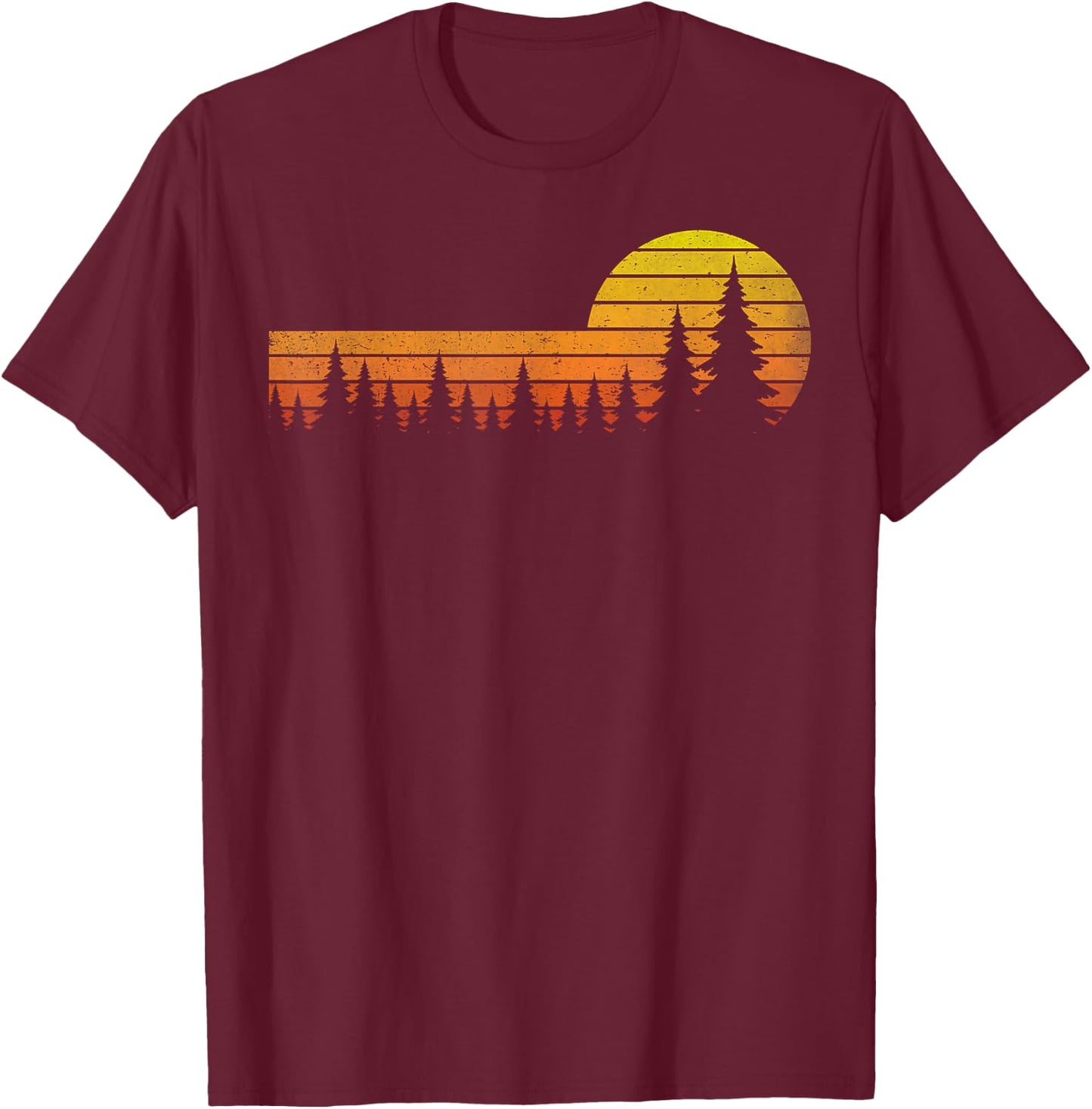 Trees Wildlife Nature Vintage Forest T-Shirt - T-Shirt | Maroon