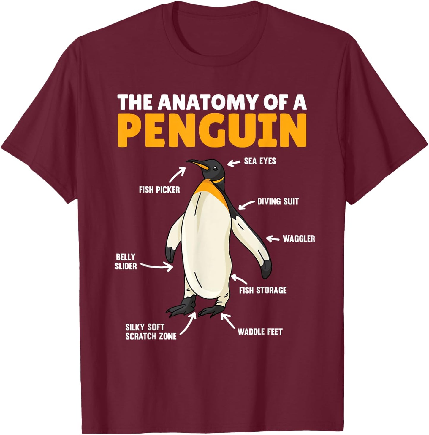 Funny Explanation Of A Penguin Anatomy of a Penguin T-Shirt - T-Shirt | Maroon