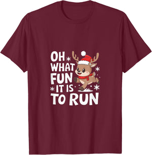 Oh What Fun It Is To Run Christmas Running T Shirt T-Shirt - T-Shirt | Maroon