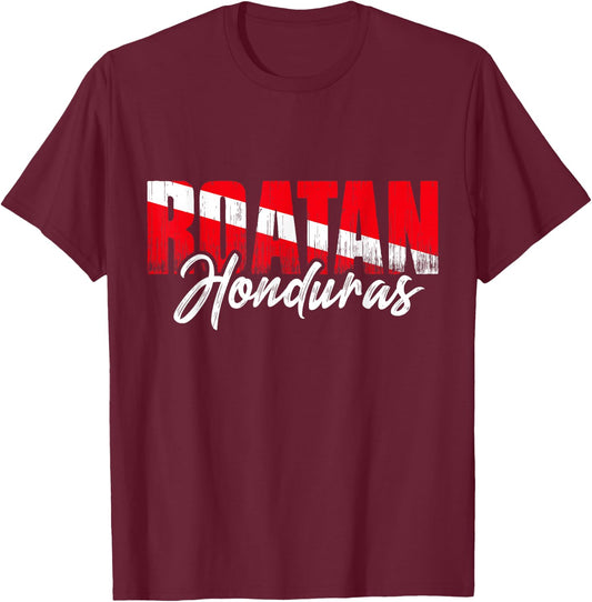 Roatan Honduras Scuba Diver Diving Dive Flag T-Shirt - T-Shirt | Maroon