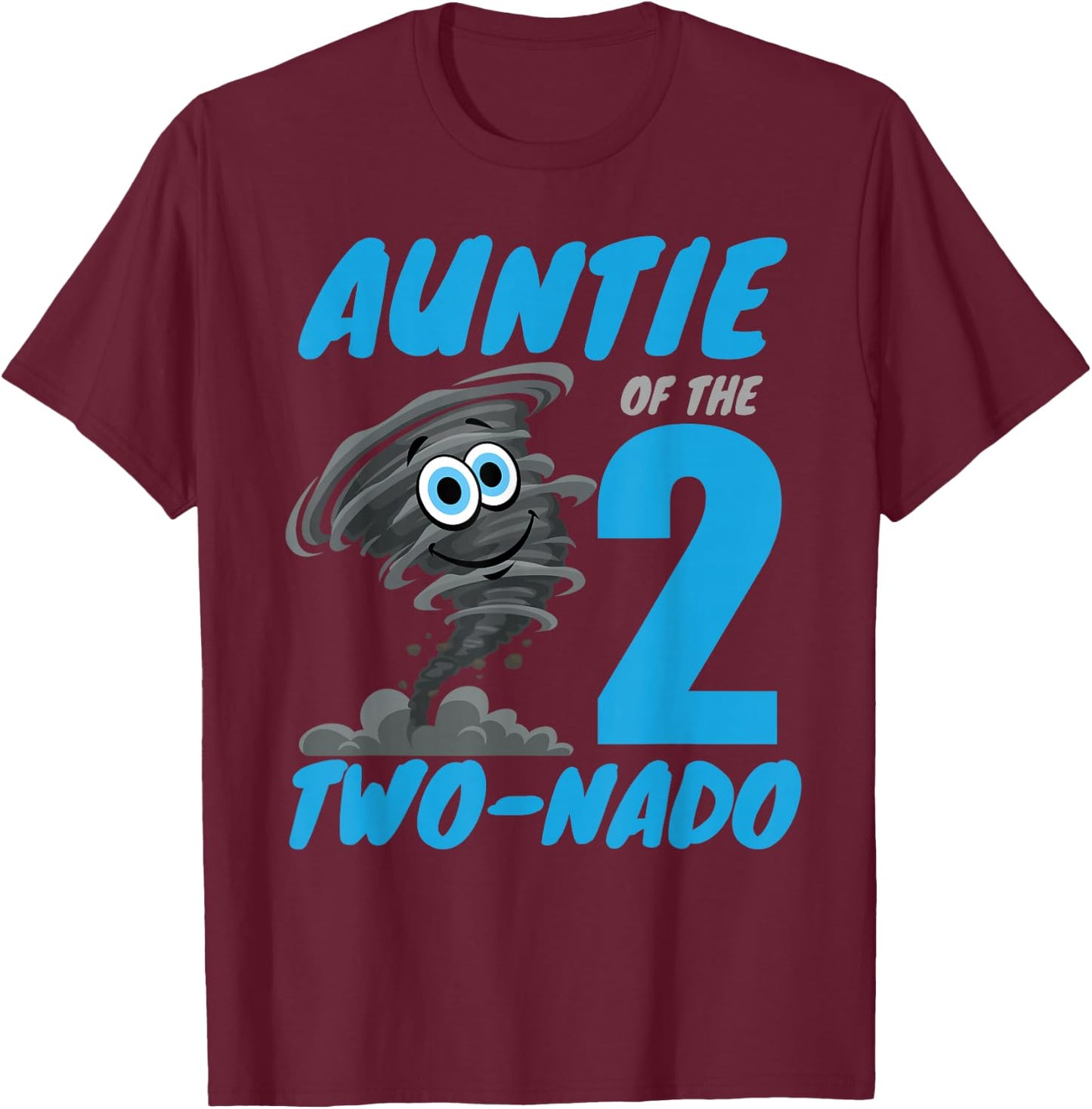 Auntie of The Two-Nado Storm TorNado 2nd Two Birthday Boy T-Shirt - T-Shirt | Maroon