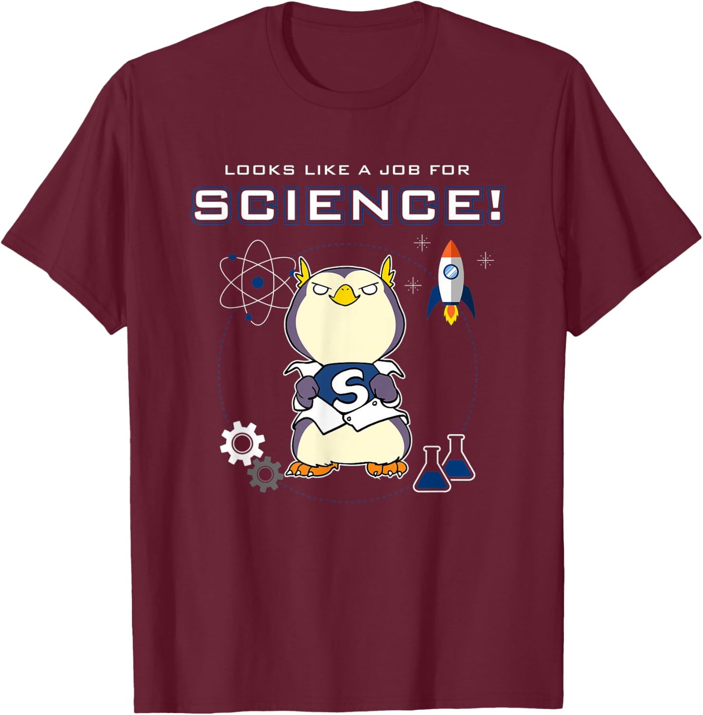 Looks Like A Job For Science Funny Scientist Lab Penguin T-Shirt - T-Shirt | Maroon