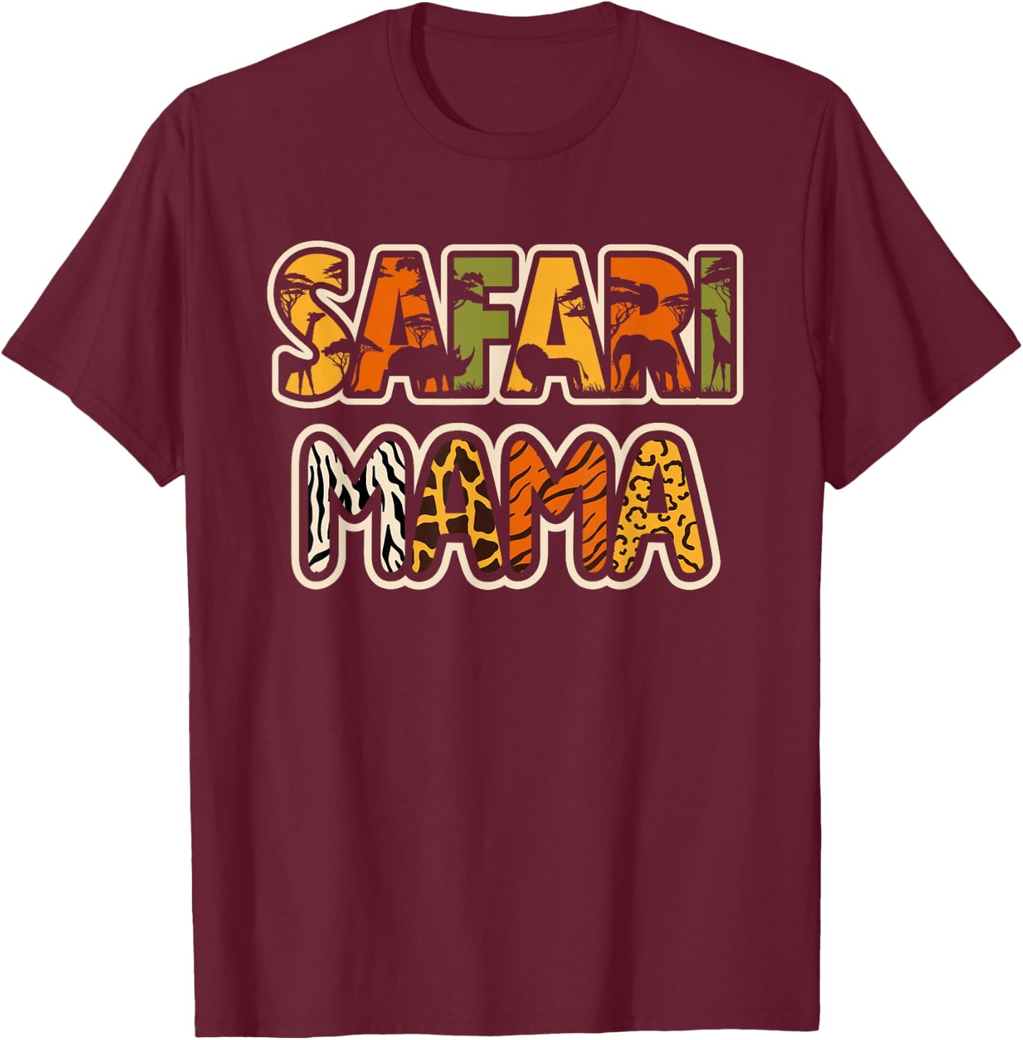 Safari Mama Safari Costume Safari Outfit Cute African Safari T-Shirt - T-Shirt | Maroon