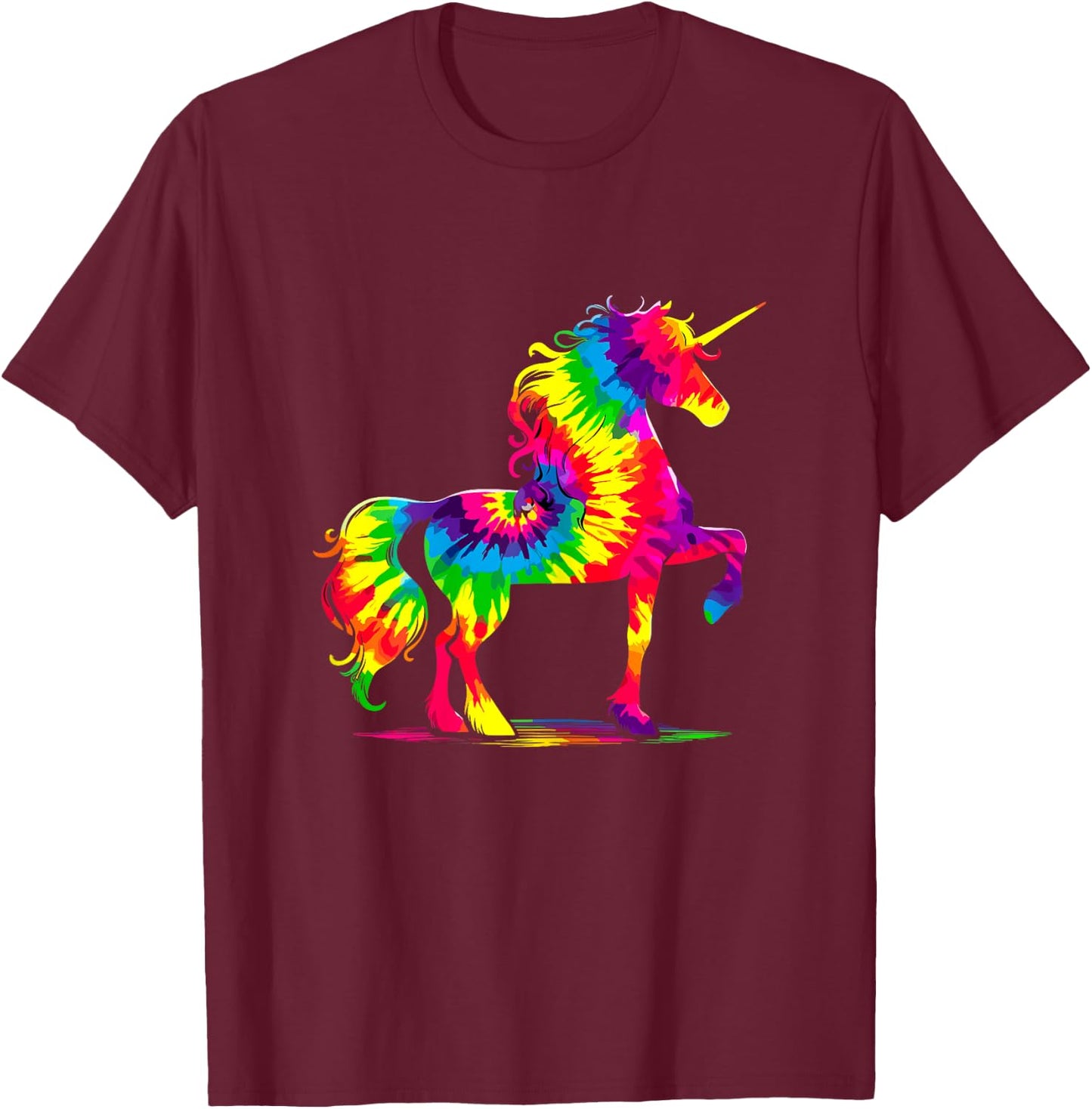 Unicorn Tie-Dye Horse T-Shirt - T-Shirt | Maroon