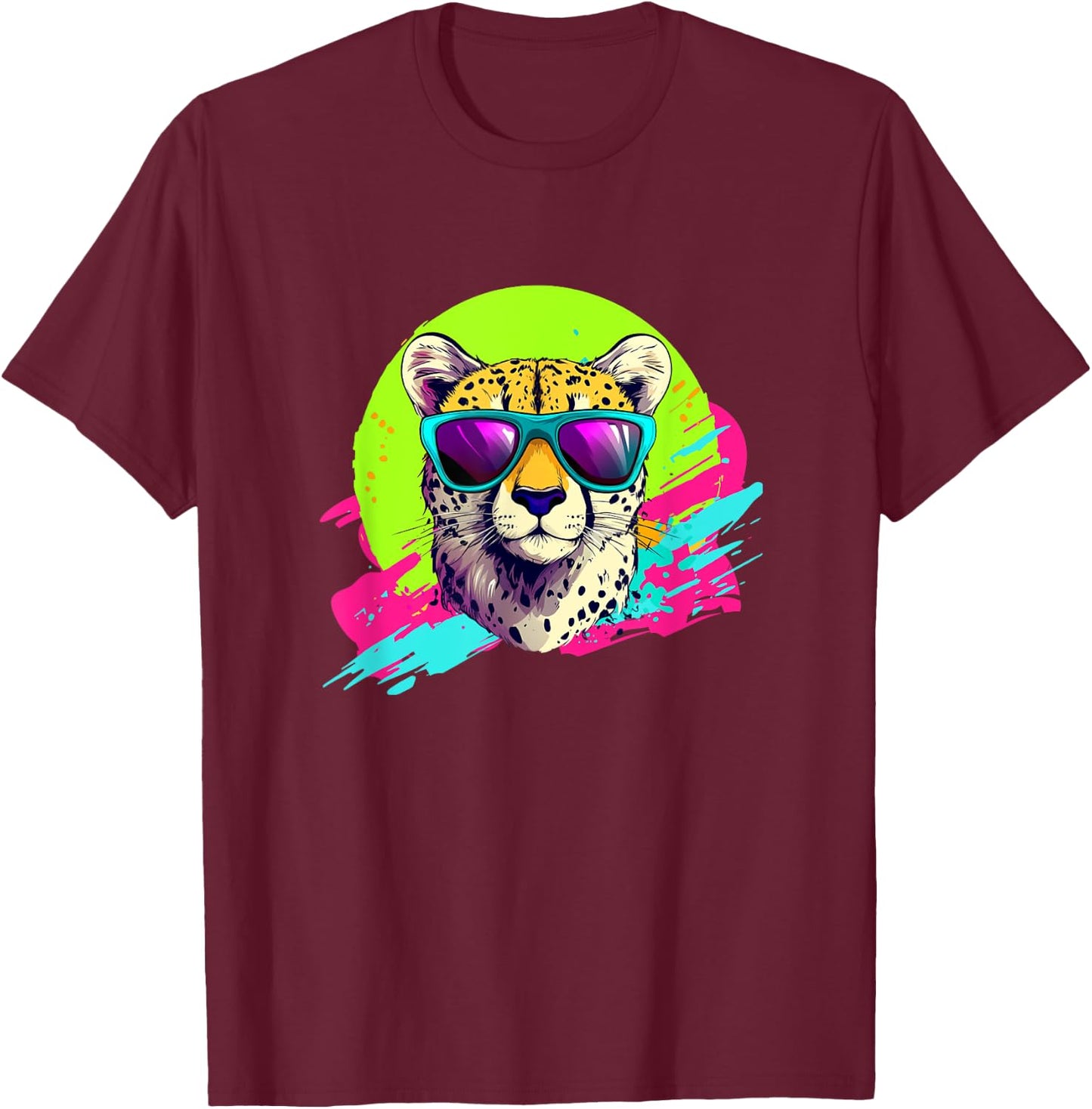 Funny Retro Vintage 80s & Cheetah Lover T-Shirt - T-Shirt | Maroon