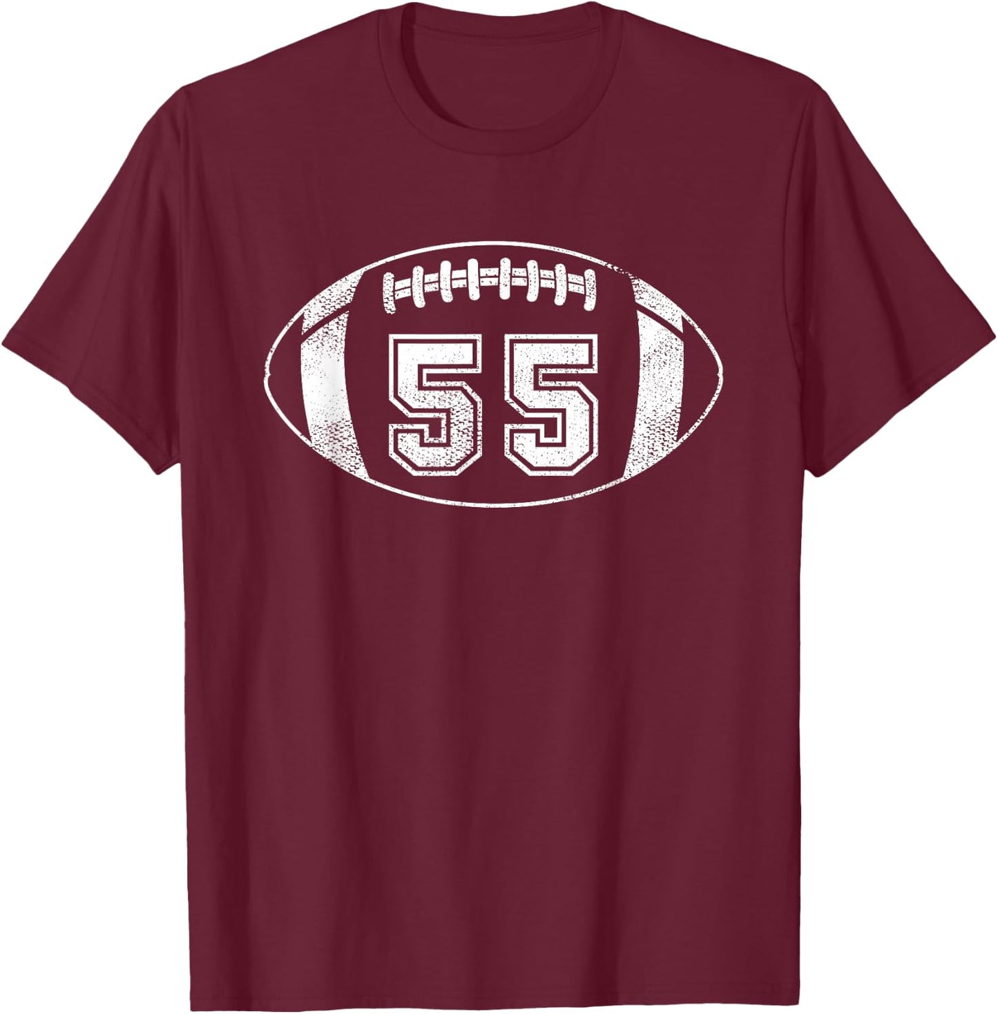 Football Player #55 Football Mom Dad Jersey 55 Varsity Team T-Shirt - T-Shirt | Maroon