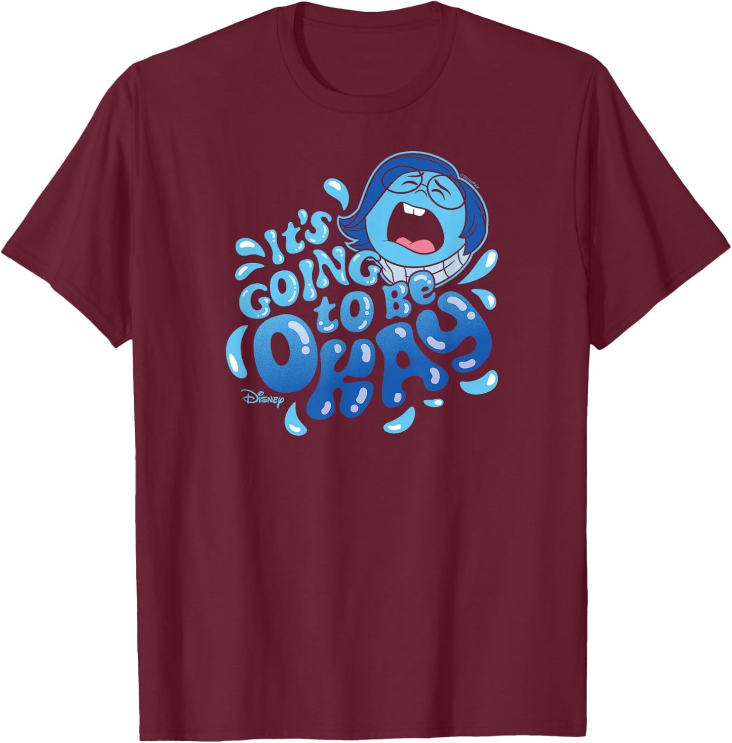 Inside Out 2 - Sadness Emotion Character Going to Be Okay T-Shirt - T-Shirt | Maroon