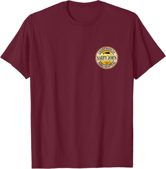Salty Joe's Vintage Fishing Logo Graphic T-Shirt - T-Shirt | Maroon