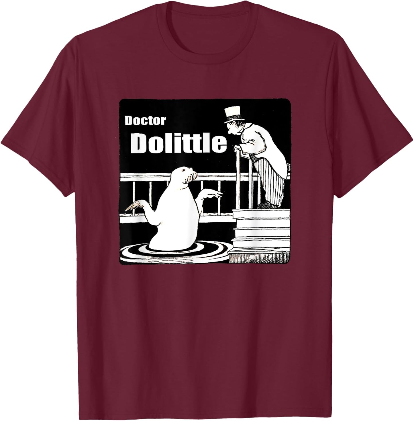 Dr Dolittle Speaking with A Walrus T-Shirt - T-Shirt | Maroon
