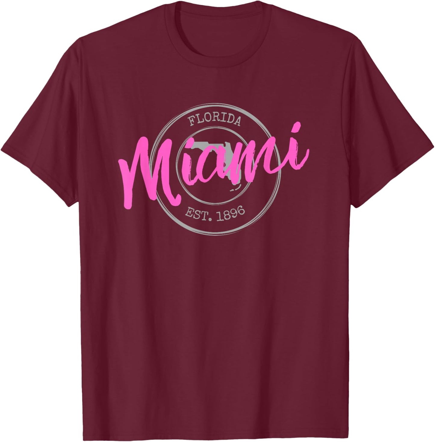 Retro Miami, Florida 305 Area Code Miami City Souvenir T-Shirt - T-Shirt | Maroon