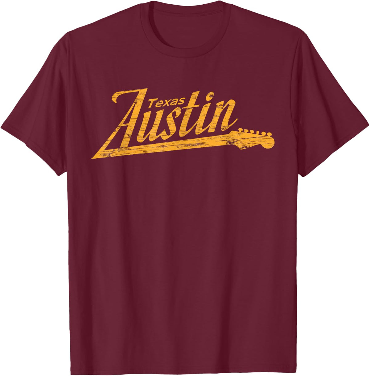 Austin Texas Guitar Neck T-Shirt - T-Shirt | Maroon