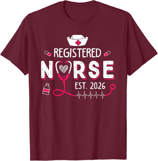 Registered Nurse Est 2026 Nursing Student RN Graduation T-Shirt - T-Shirt | Maroon