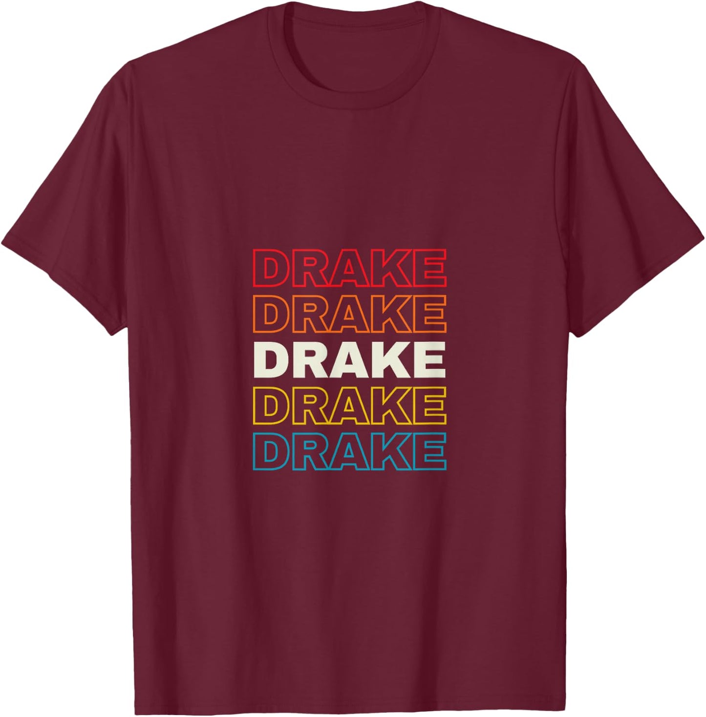 I Love Drake Personalized Retro Sunset First Name T-Shirt - T-Shirt | Maroon