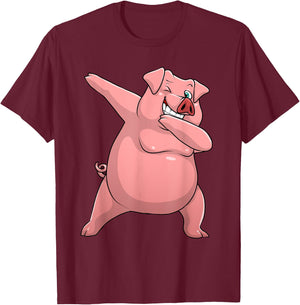 Cute Pig Art Women Kids Livestock Farming Pig Lovers T-Shirt - T-Shirt | Maroon