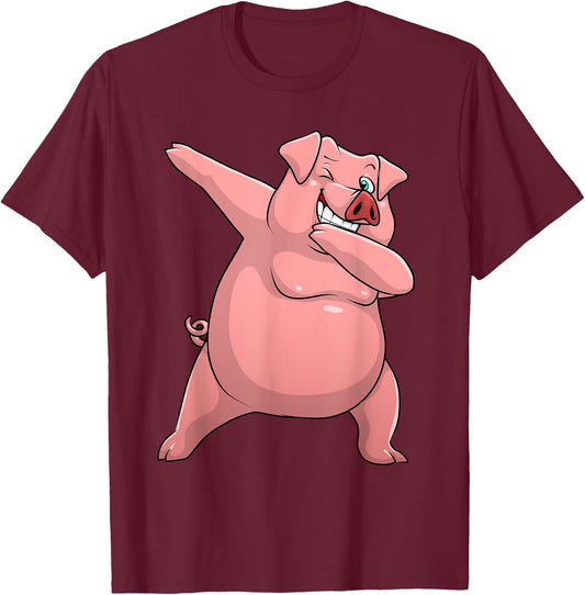 Cute Pig Art Women Kids Livestock Farming Pig Lovers T-Shirt - T-Shirt | Maroon