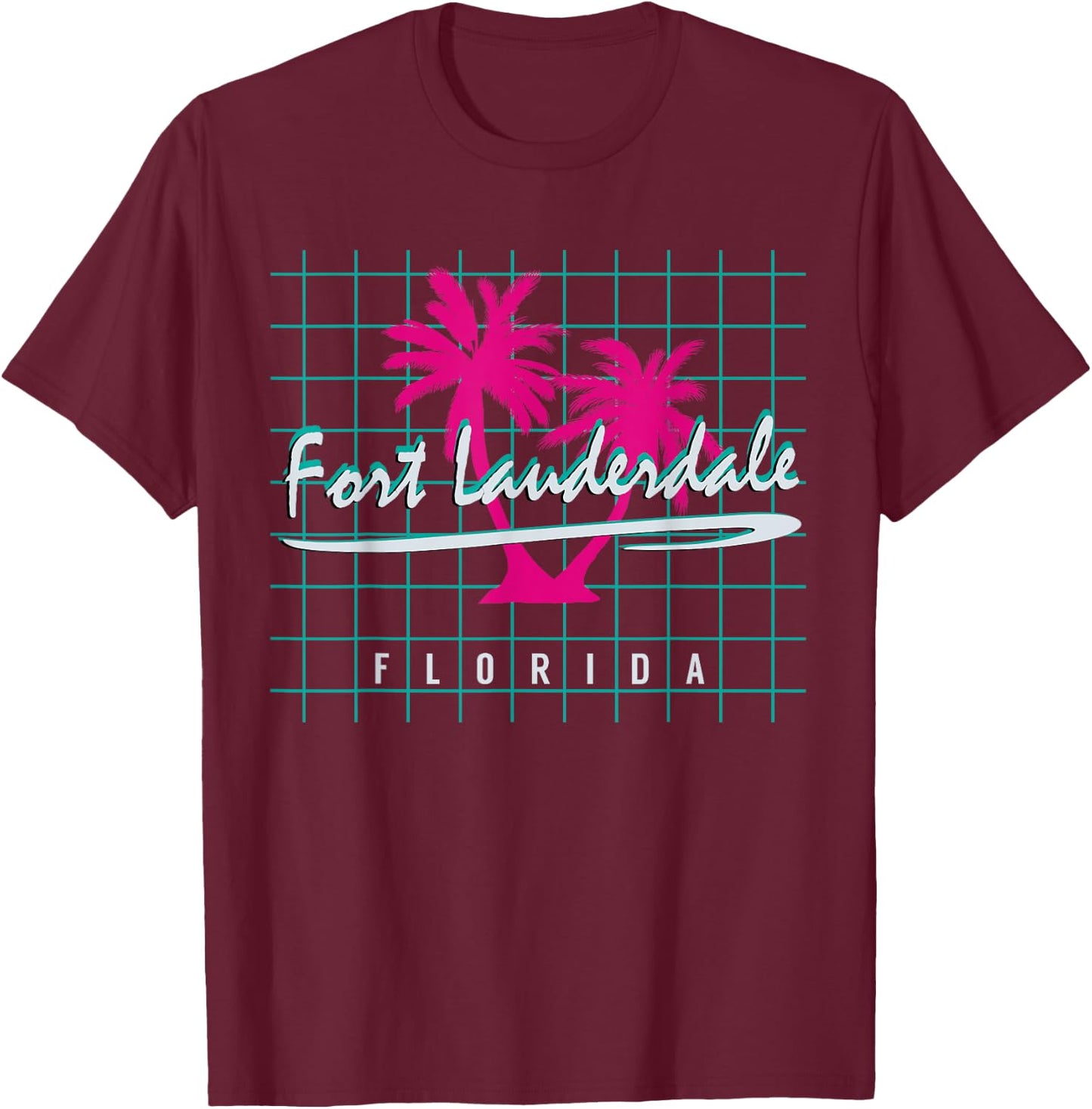 Fort Lauderdale Florida T Shirt Souvenirs Vintage Pattern T-Shirt - T-Shirt | Maroon