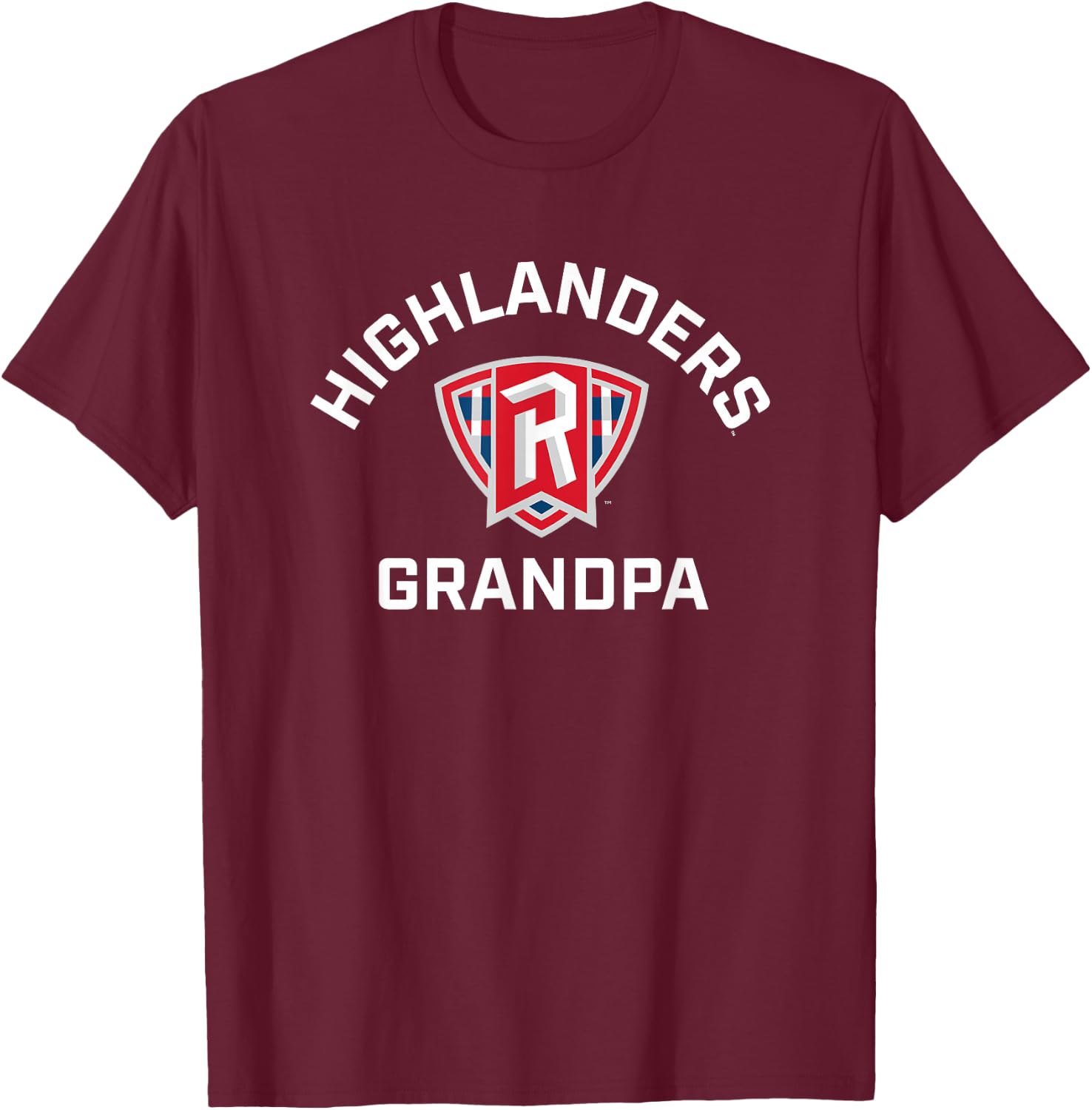 Radford University Highlanders Arched Grandpa T-Shirt - T-Shirt | Maroon