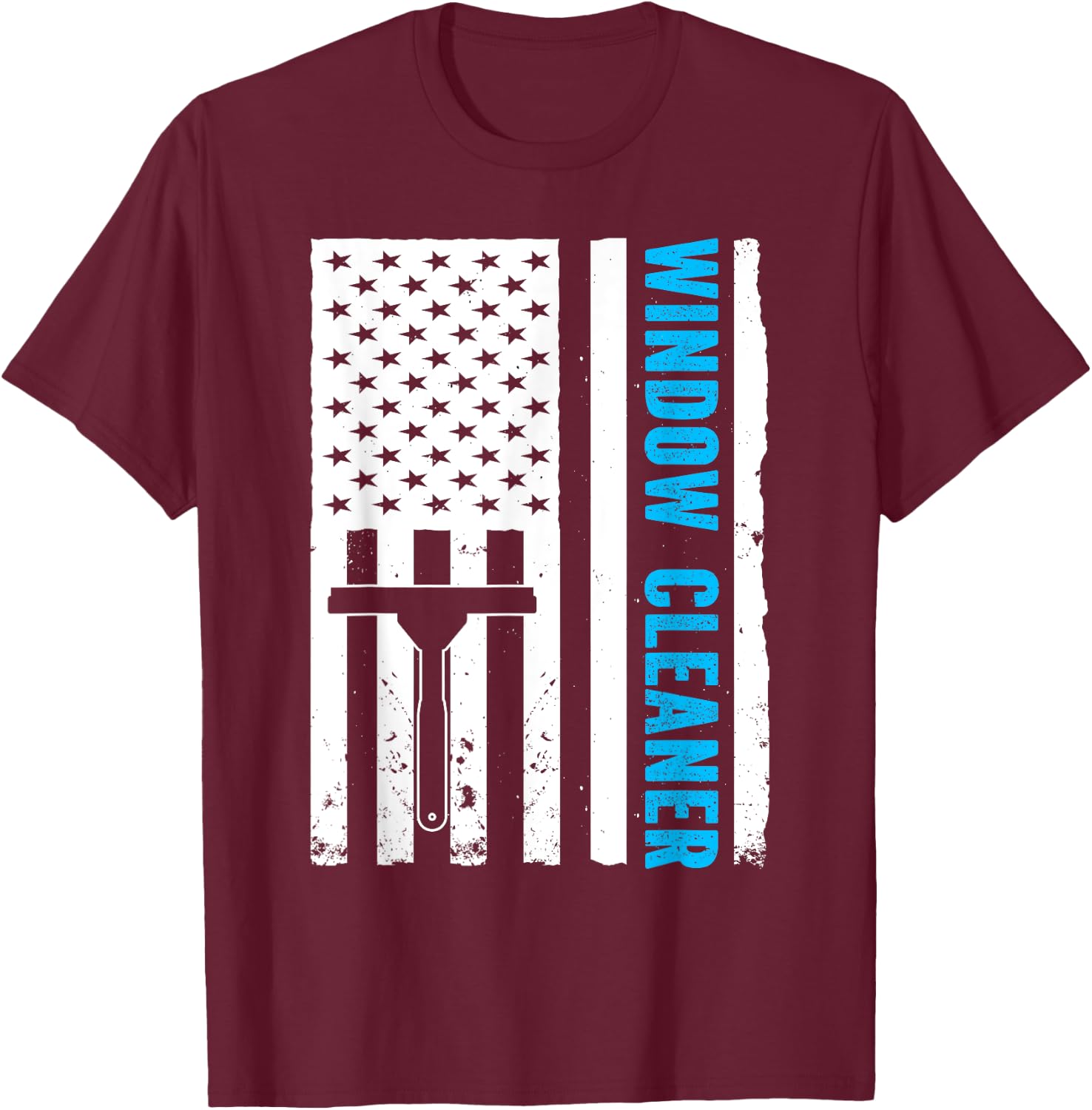 US Flag Window Cleaner T-Shirt - T-Shirt | Maroon