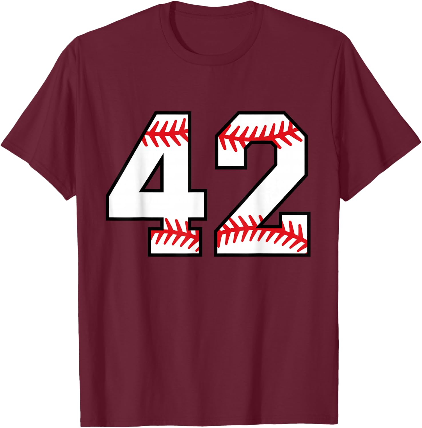 Baseball Softball Number #42 T-Shirt - T-Shirt | Maroon