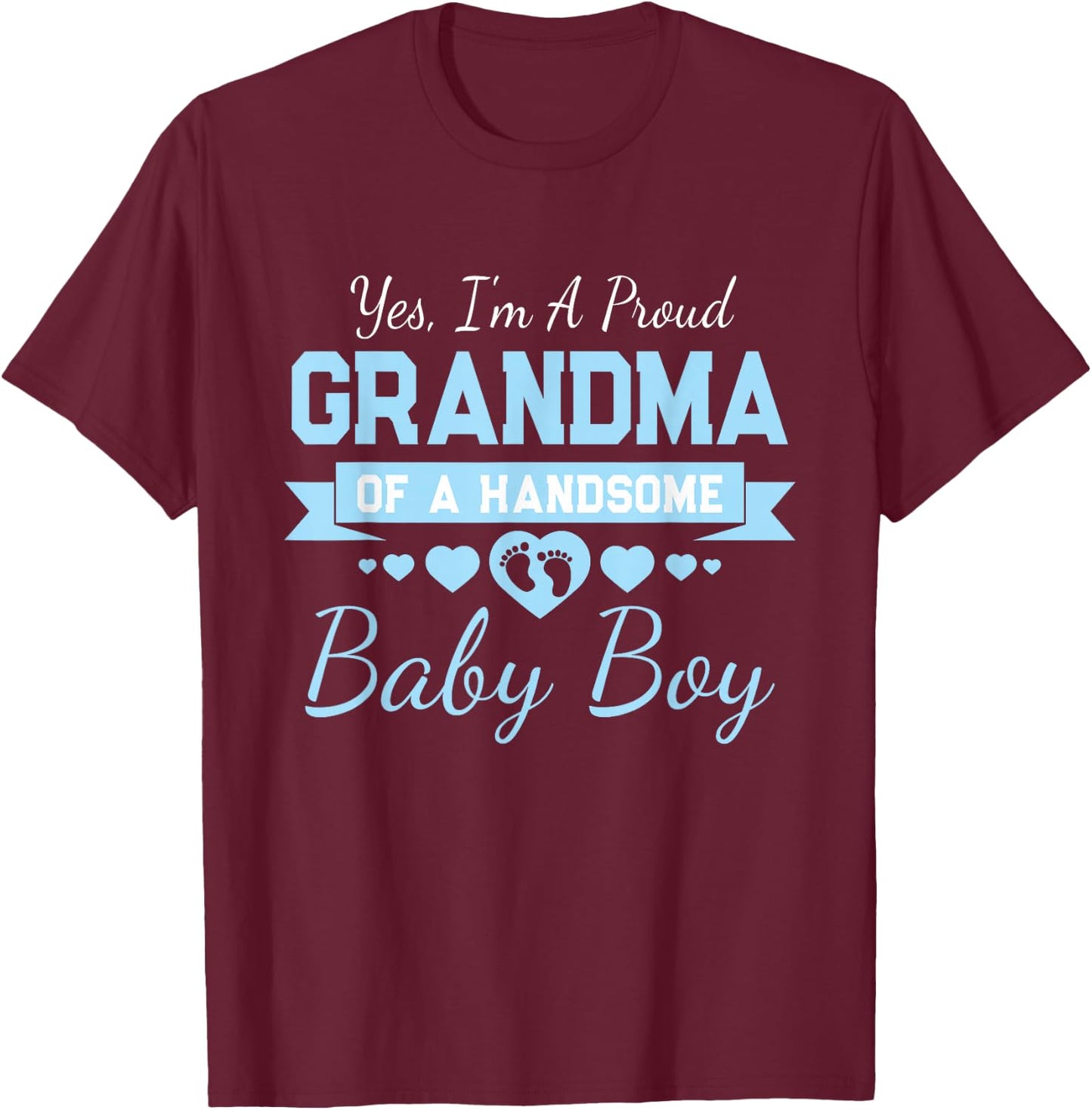 New Baby Announcement Boy 1st Time Grandma T-Shirt - T-Shirt | Maroon