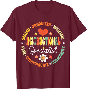 Instructional Specialist School Cute Academic Teacher T-Shirt - T-Shirt | Maroon
