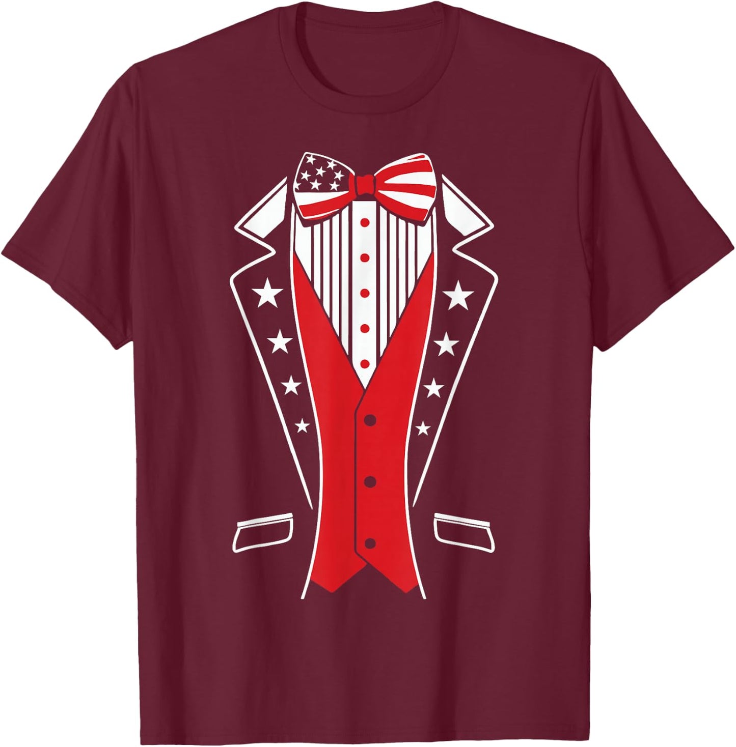 4th of July Boys USA Tuxedo Shirt US American Flag Youth T-Shirt - T-Shirt | Maroon