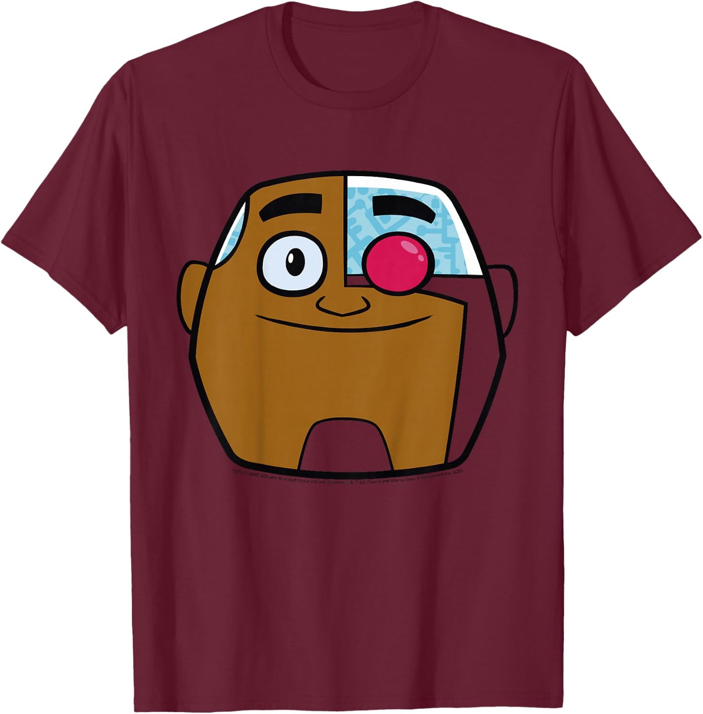 Kids DC Comics Teen Titans Go! Cyborg Big Face T-Shirt - T-Shirt | Maroon