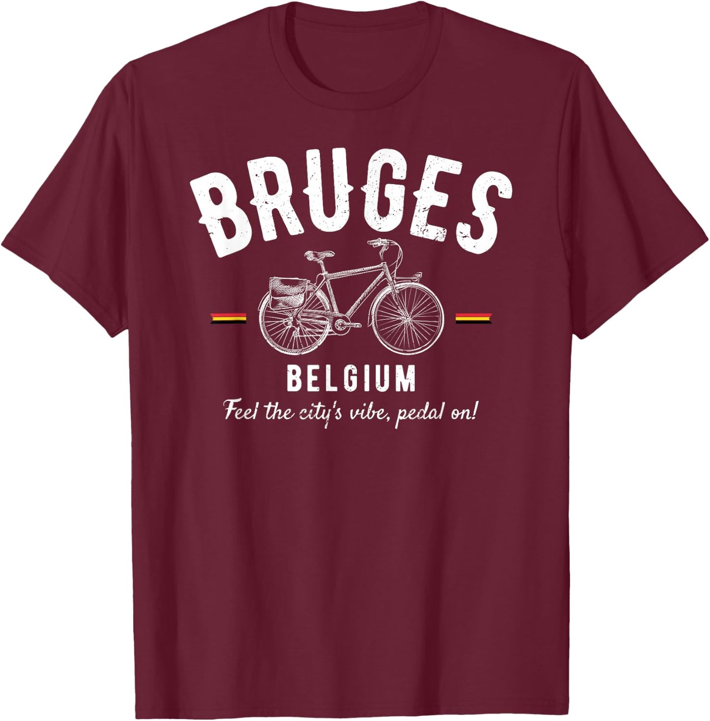 Vintage Bicycle Bruges Belgium | Bike Lover T-Shirt - T-Shirt | Maroon