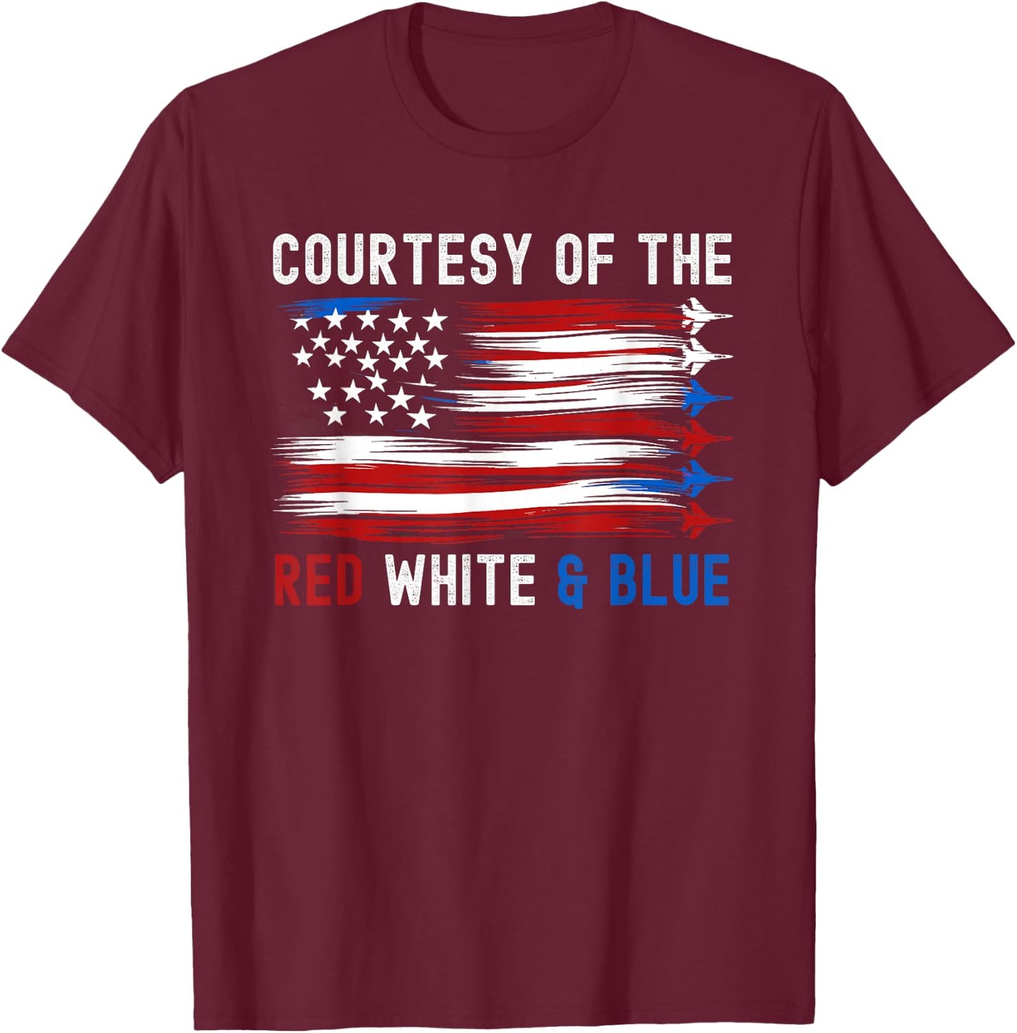 Courtesy Red White Blue Funny Patriotic US Flag T-Shirt - T-Shirt | Maroon