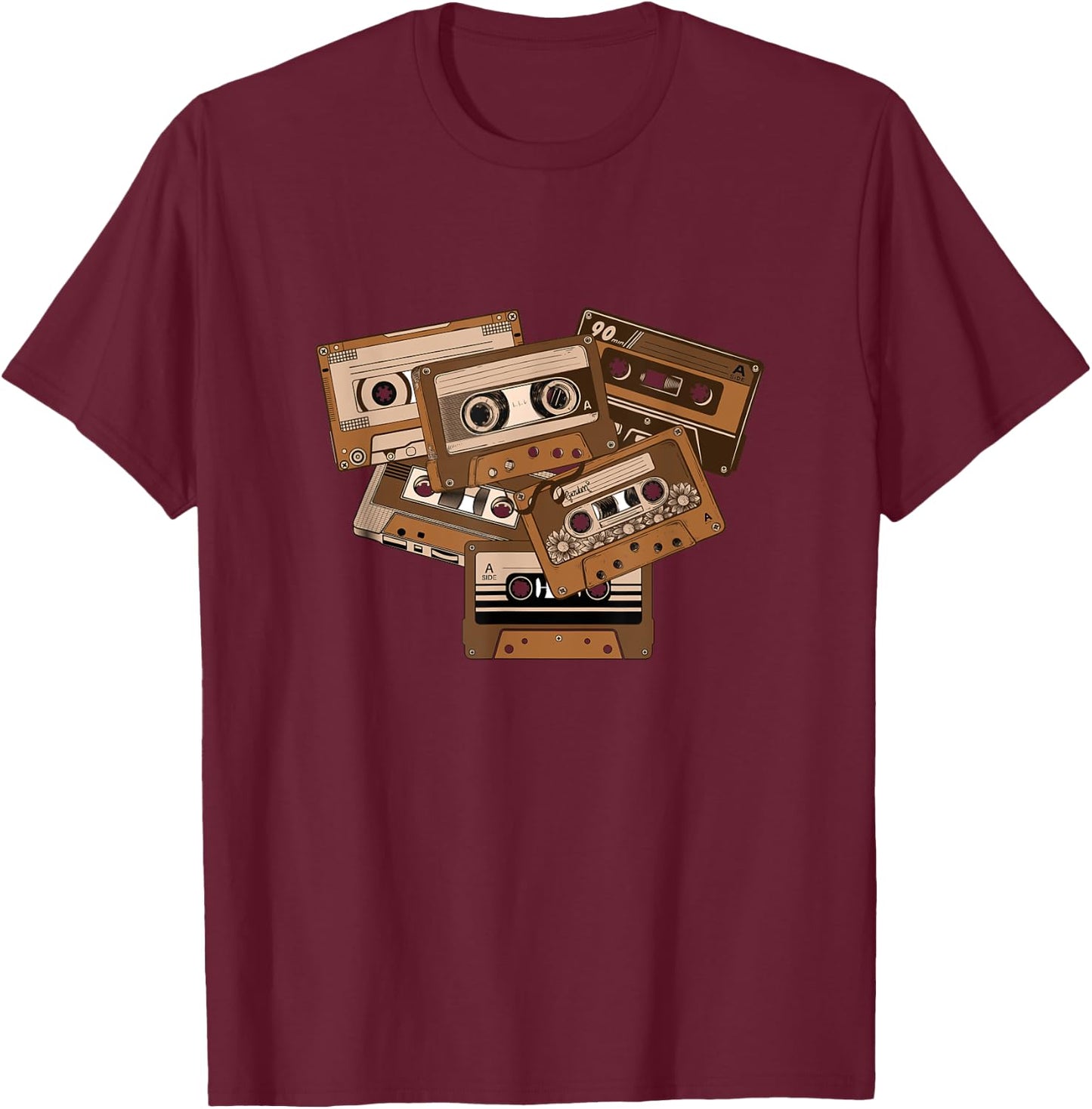 Brown Tape Cassettes Classic Old School Brown Color Graphic T-Shirt - T-Shirt | Maroon