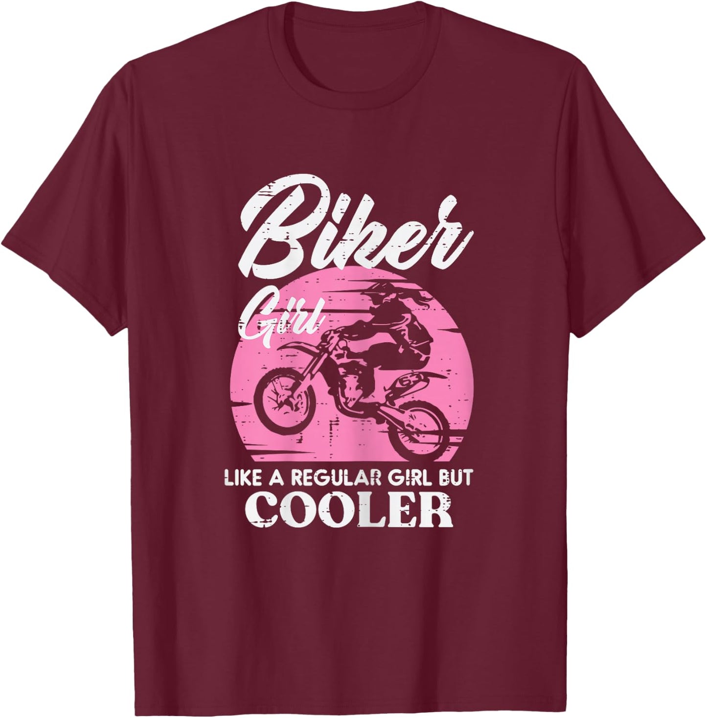 Biker Girl Like Regular But Cooler Motorcycle Women Kids T-Shirt - T-Shirt | Maroon