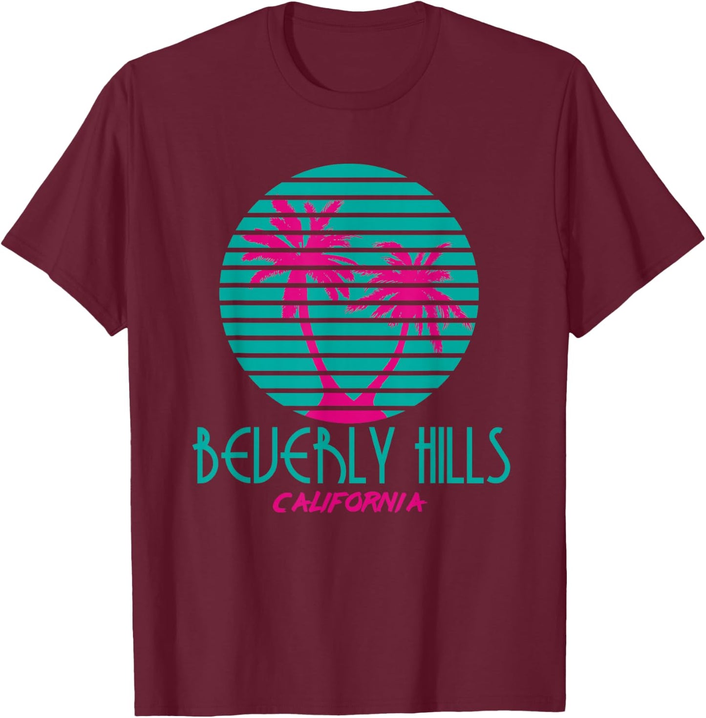 Beverly Hills California T Shirt Vintage Palm Trees Souvenir T-Shirt - T-Shirt | Maroon