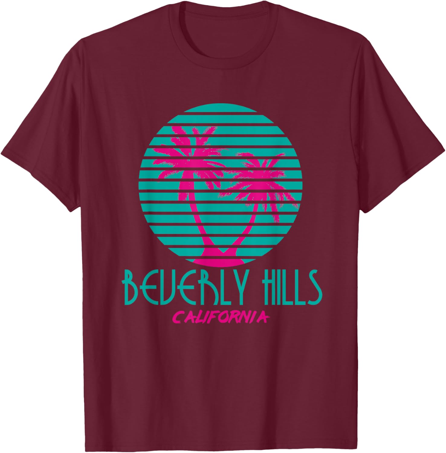 Beverly Hills California T Shirt Vintage Palm Trees Souvenir T-Shirt - T-Shirt | Maroon