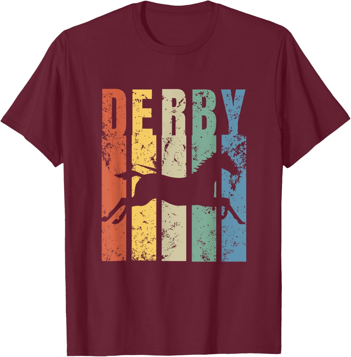 Derby Shirt Featuring Horse - Vintage Style Derby T-Shirt - T-Shirt | Maroon