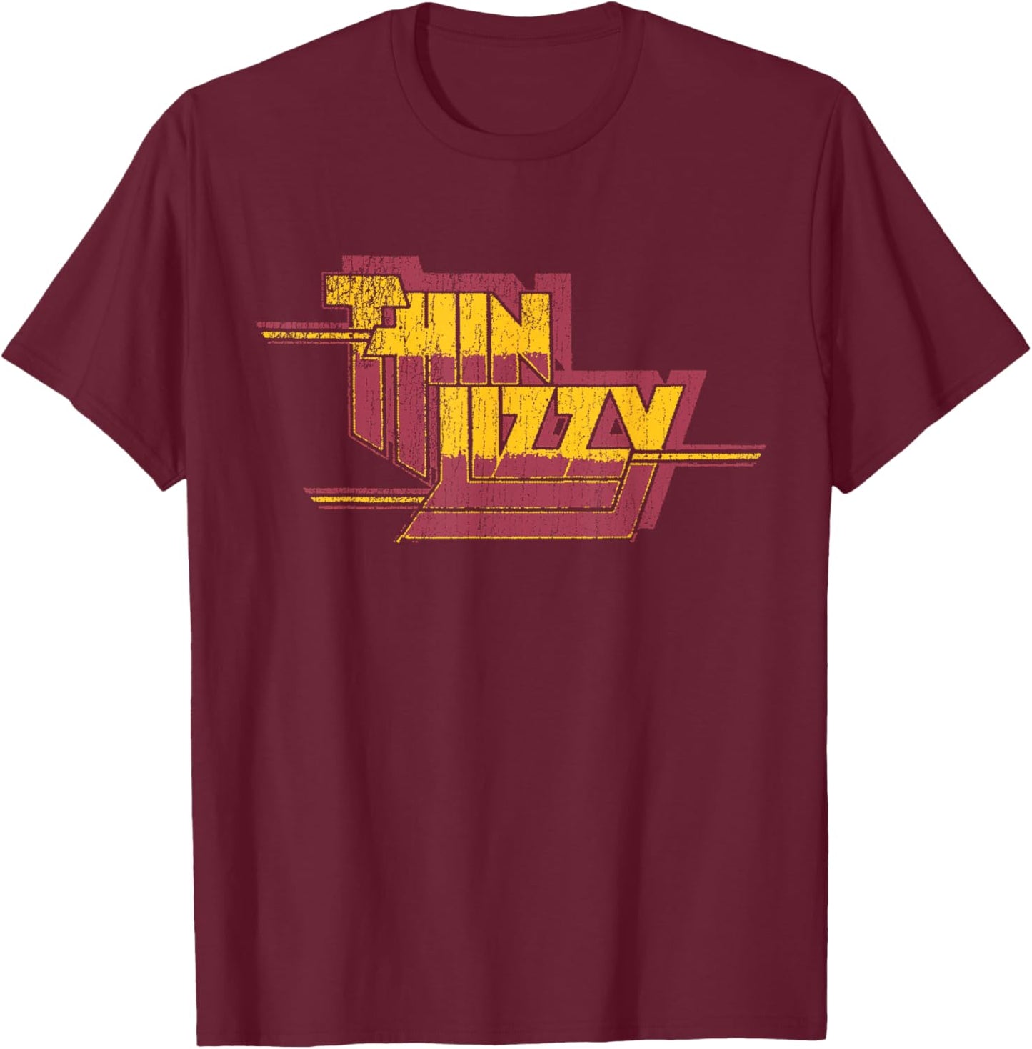 Thin Lizzy – Nightlife Album Distressed Red Logo T-Shirt - T-Shirt | Maroon