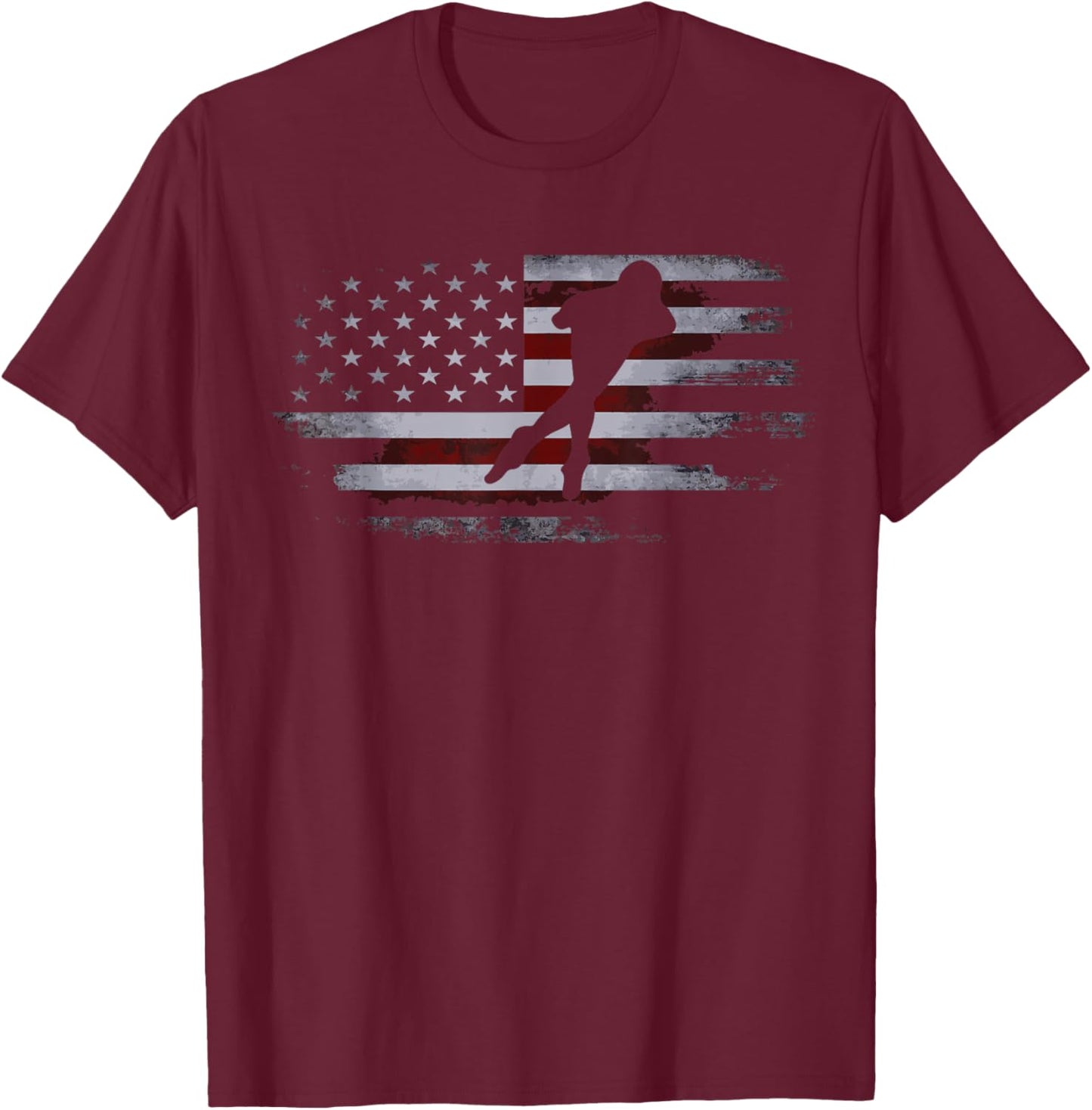 Inline Speed Skating American Flag Roller Blading T-Shirt - T-Shirt | Maroon