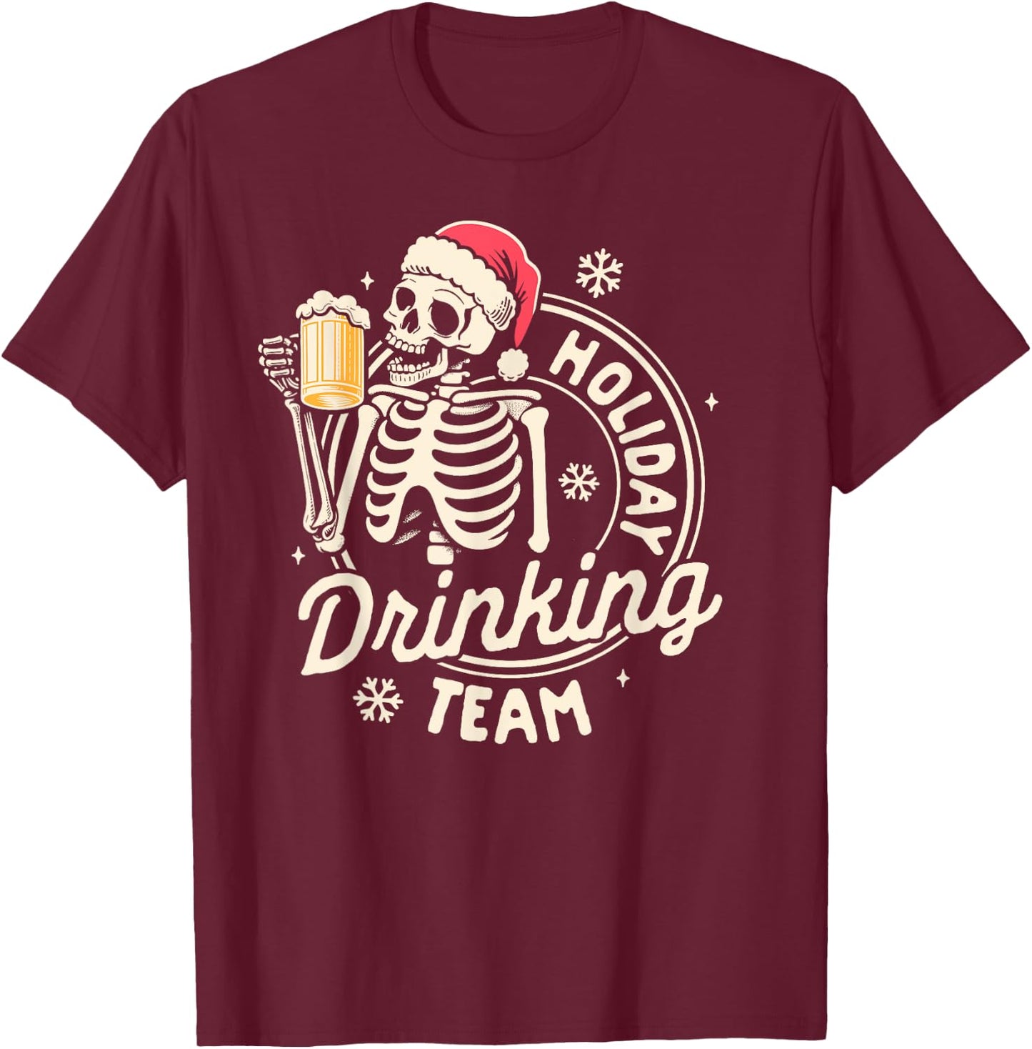 Christmas Xmas Beer Lover Drinking Holiday Drinking Team T-Shirt - T-Shirt | Maroon
