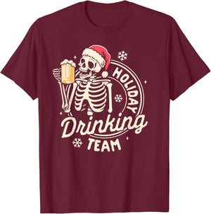 Christmas Xmas Beer Lover Drinking Holiday Drinking Team T-Shirt - T-Shirt | Maroon
