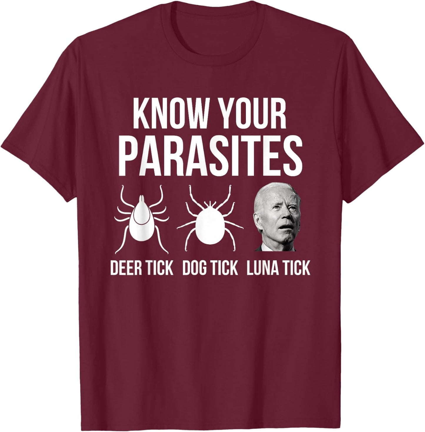 Know Your Parasites - Anti Joe Biden Sucks Funny Political T-Shirt - T-Shirt | Maroon