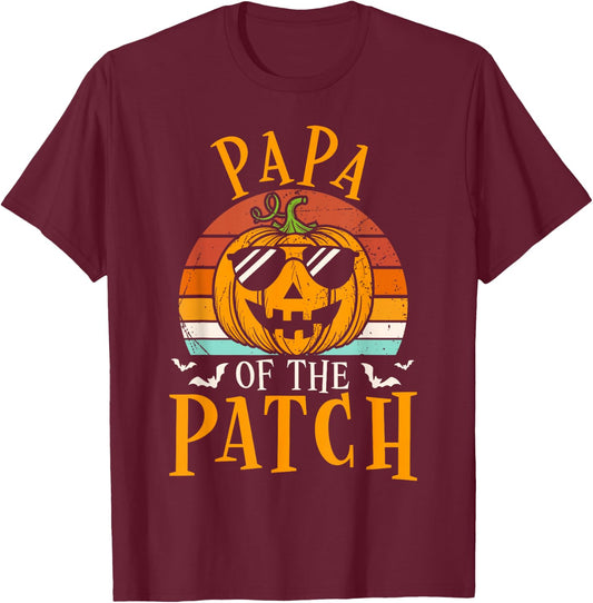 Papa Of The Patch Pumpkin Family Group Halloween Costume T-Shirt - T-Shirt | Maroon